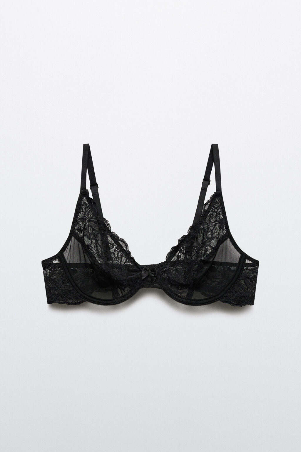 Бюстгальтер-бра с цветочным кружевом - цвет черный - 5
