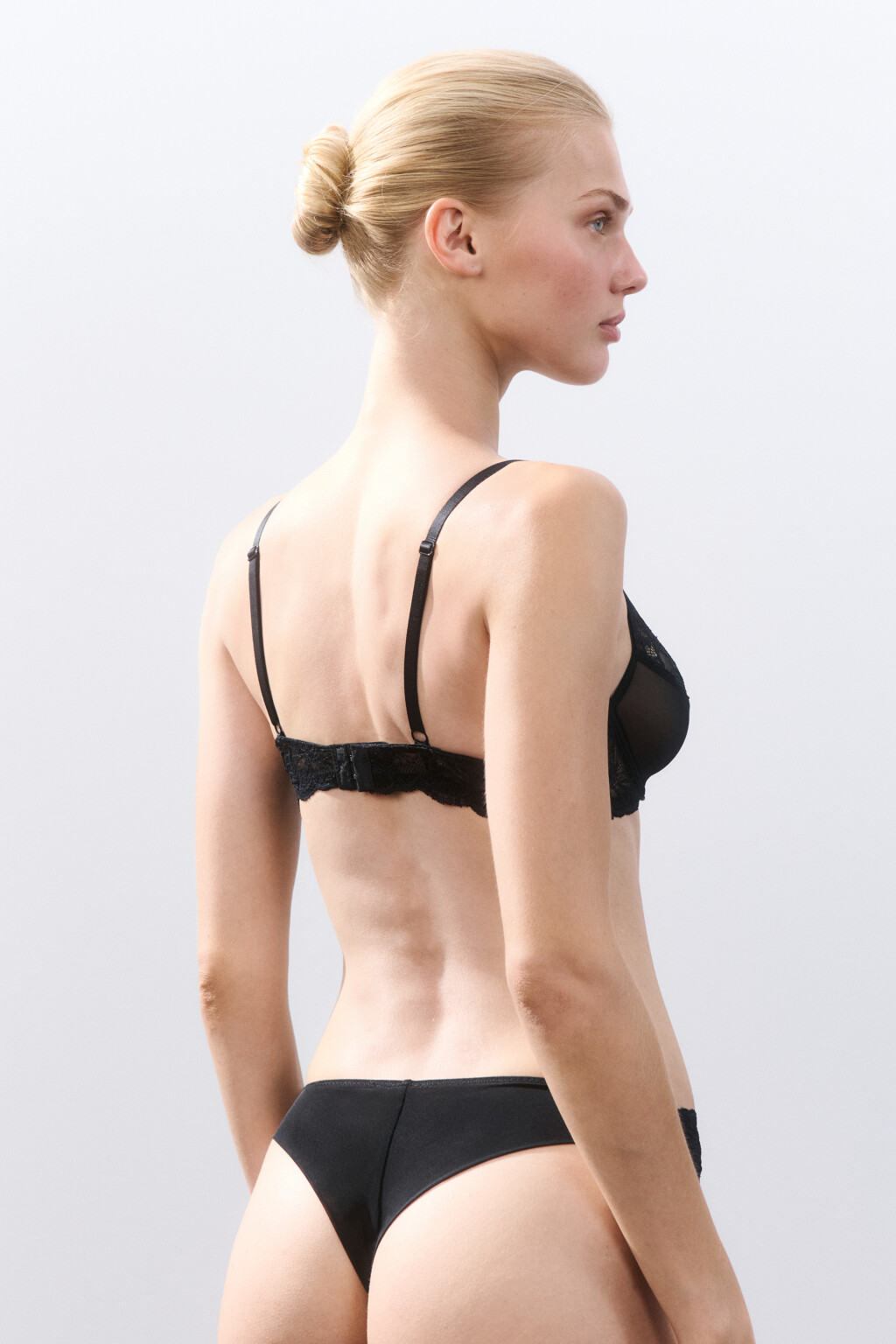 Бюстгальтер-бра с цветочным кружевом - цвет черный - 3