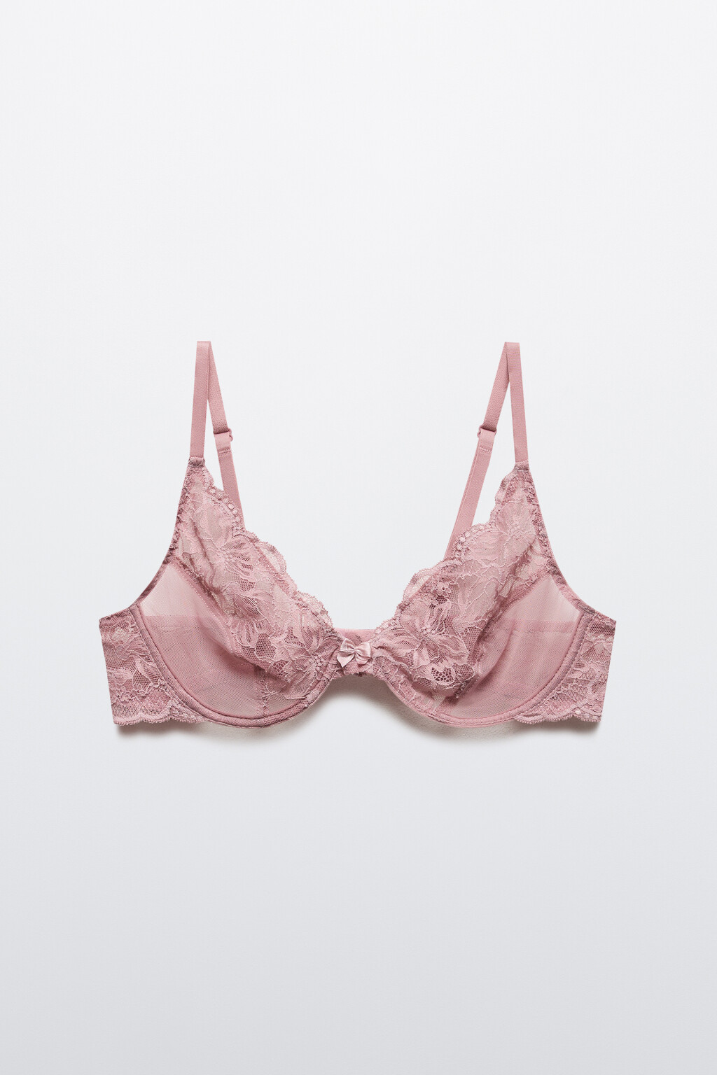 Бюстгальтер-бра с цветочным кружевом - цвет розовый - 5