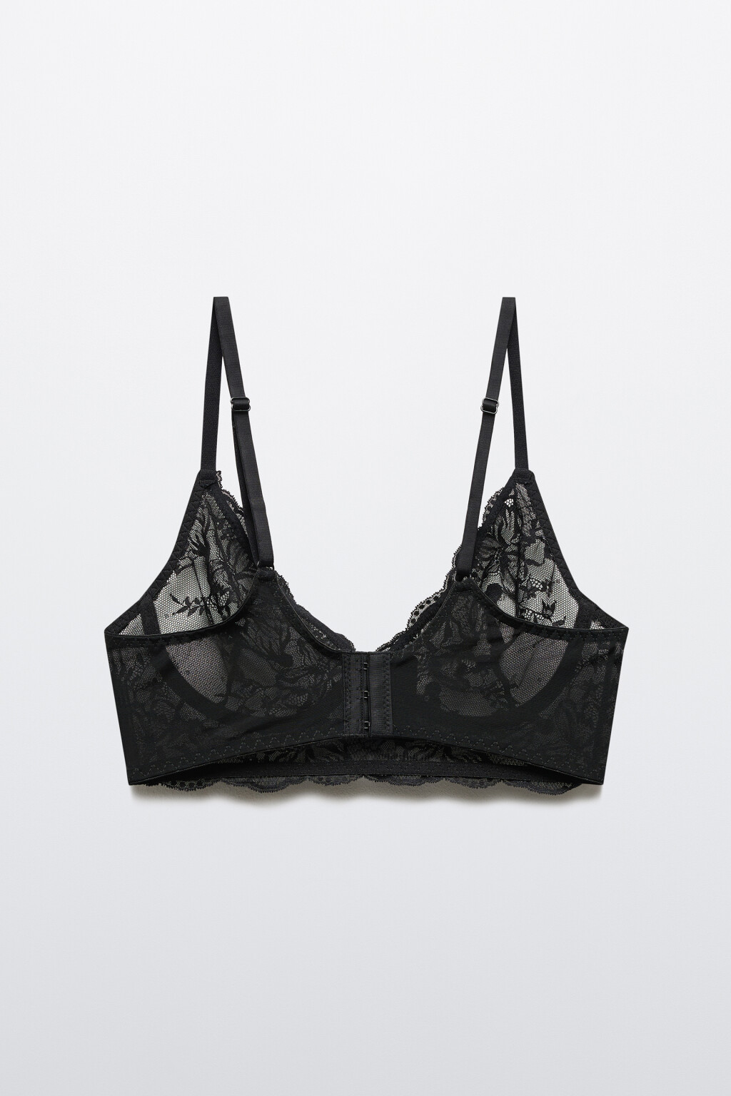 Бюстгальтер-бра с цветочным кружевом - цвет черный - 7