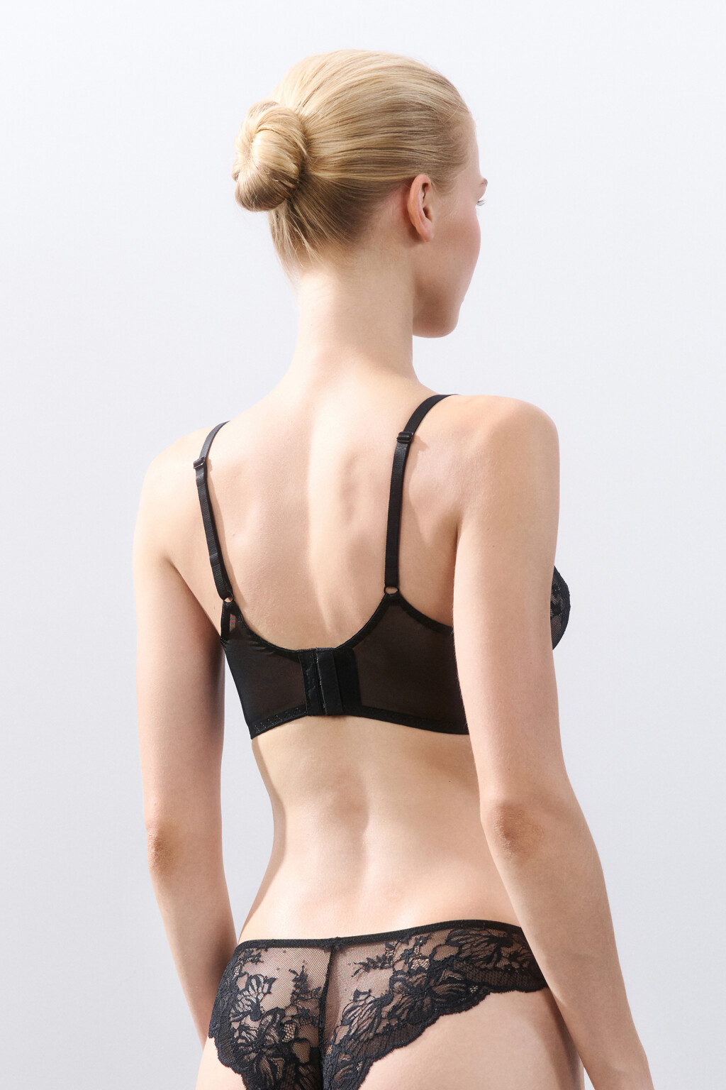 Бюстгальтер-бра с цветочным кружевом - цвет черный - 4
