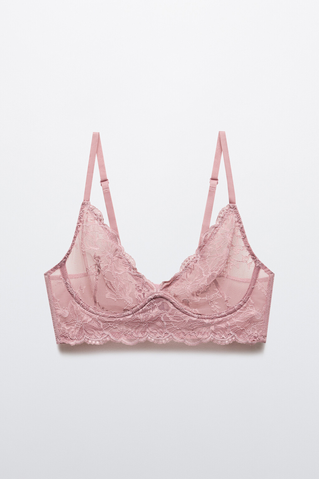 Бюстгальтер-бра с цветочным кружевом - цвет розовый - 5