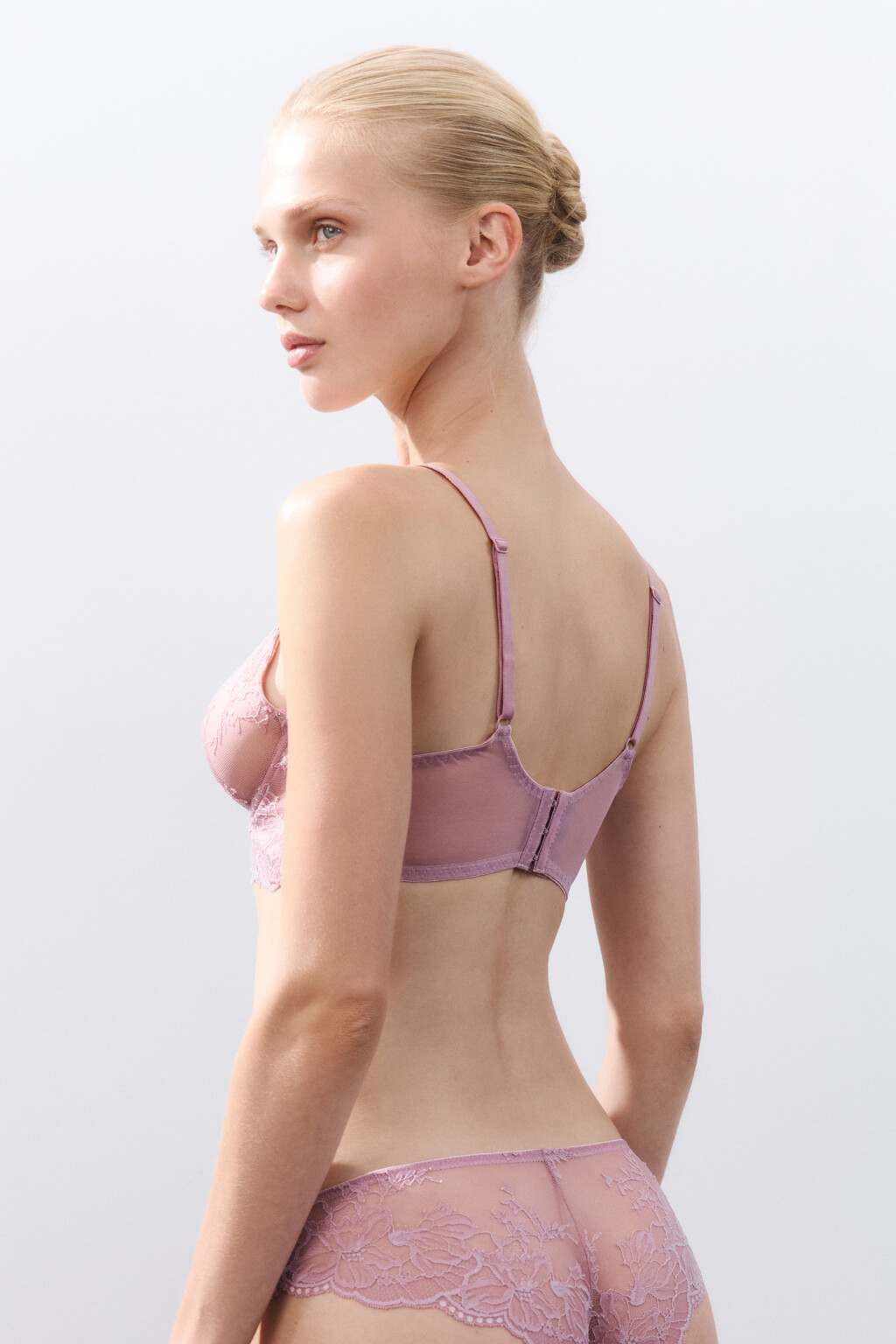 Бюстгальтер-бра с цветочным кружевом - цвет розовый - 3