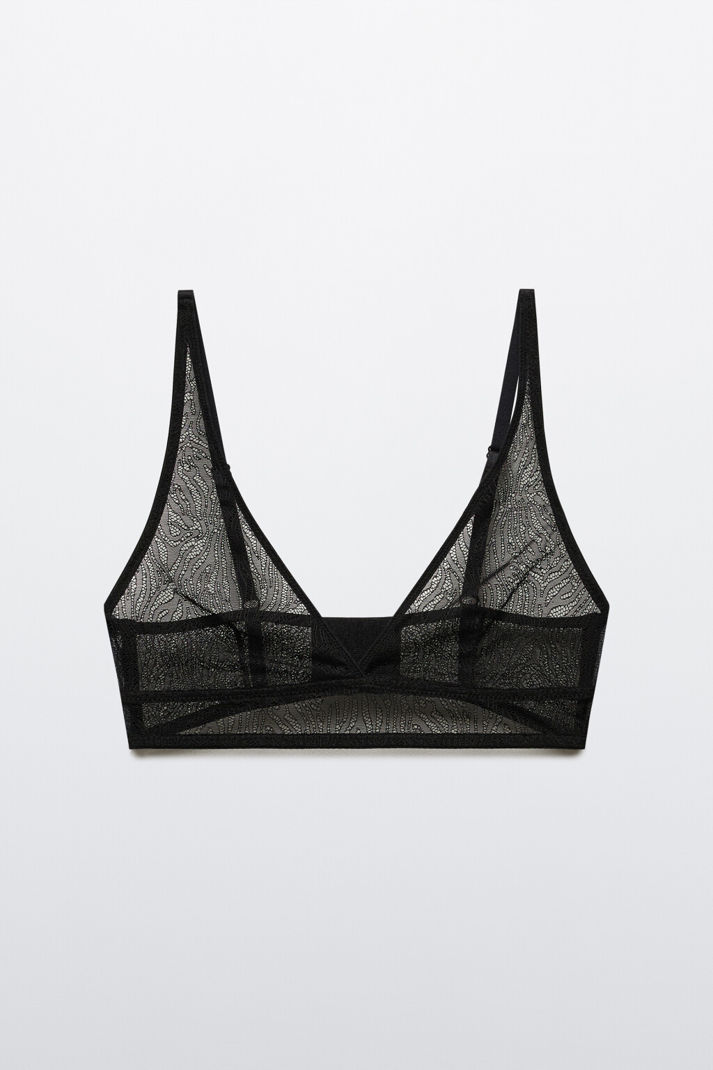 Бюстгальтер из сетки с кружевом - цвет черный - 5