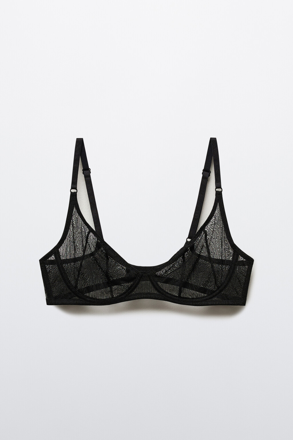 Бюстгальтер из сетки с кружевом - цвет черный - 6