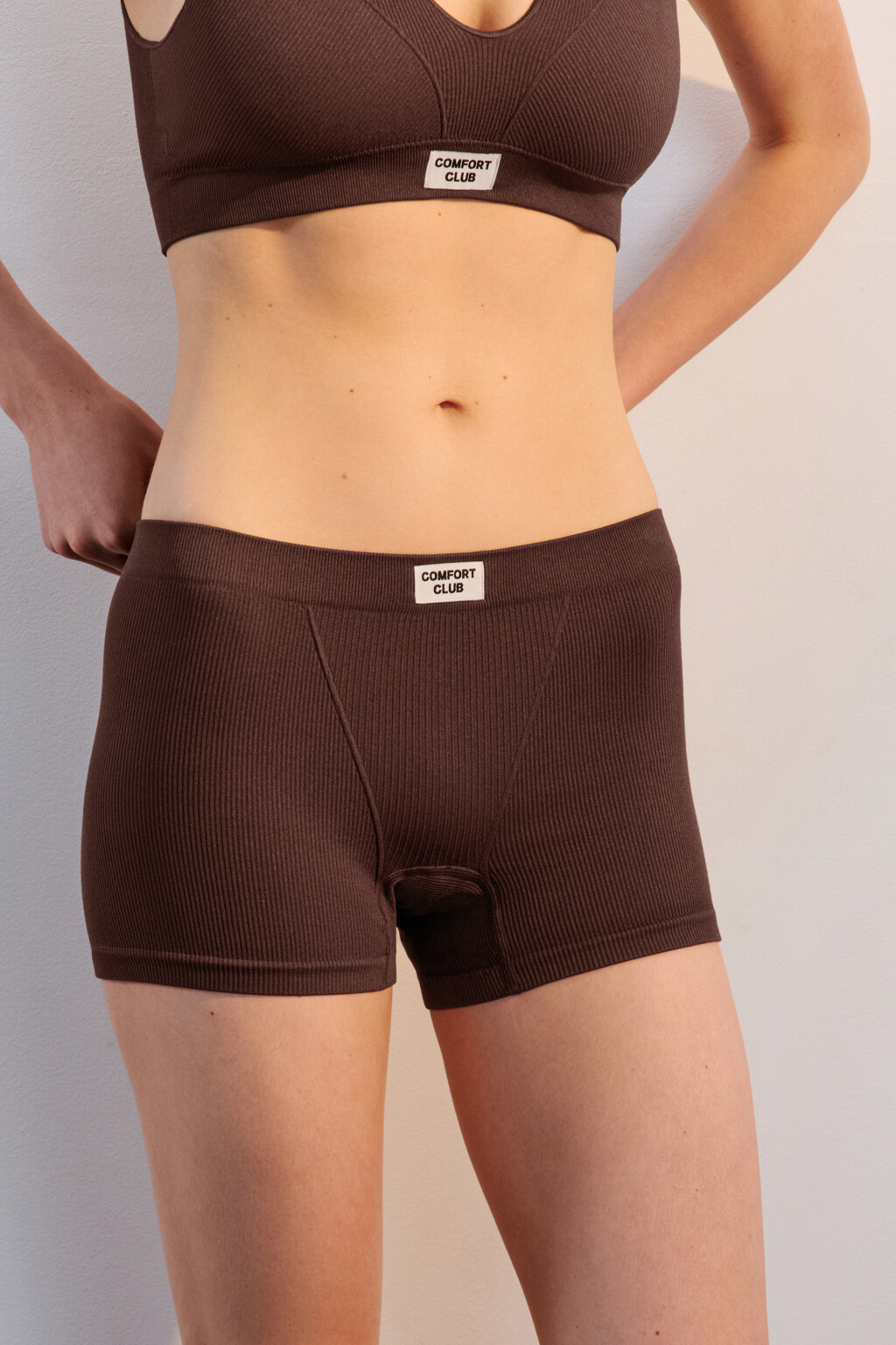 Трусы-боксеры бесшовные с рельефами - цвет коричневый - 2