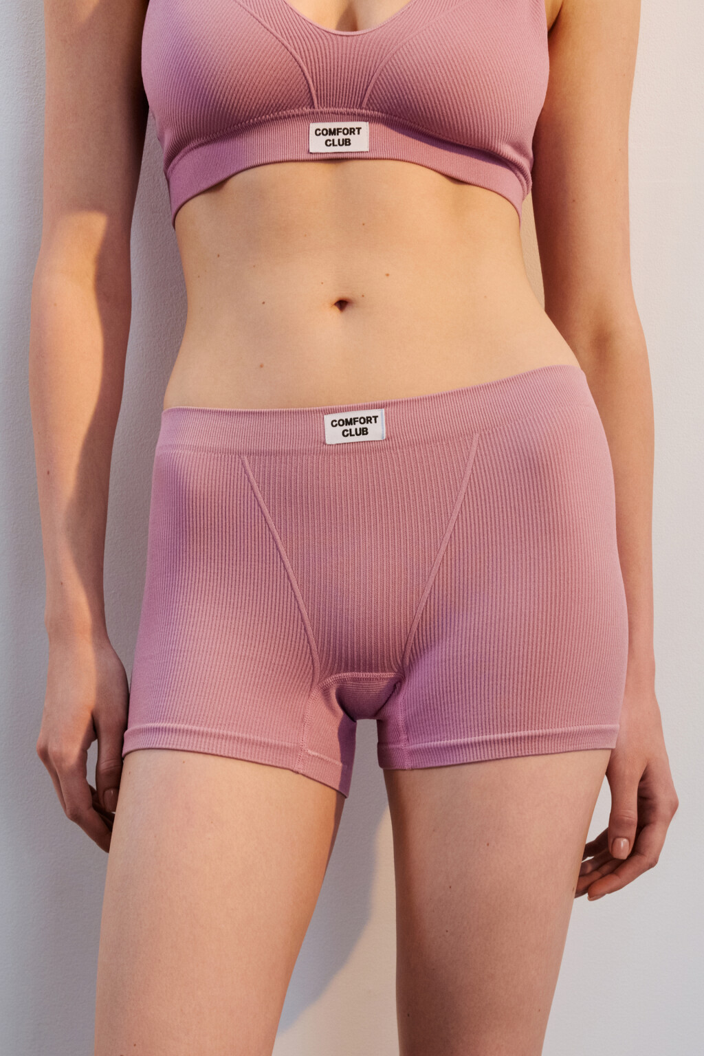 Трусы-боксеры бесшовные с рельефами - цвет розовый - 1