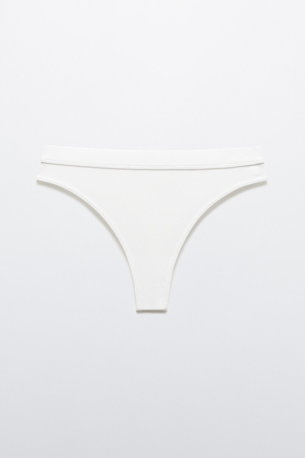 Трусы-стринги в рубчик из трикотажа - цвет белый - 6