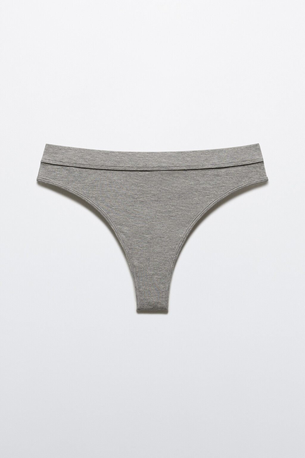 Трусы-стринги в рубчик из трикотажа - цвет серый - 5