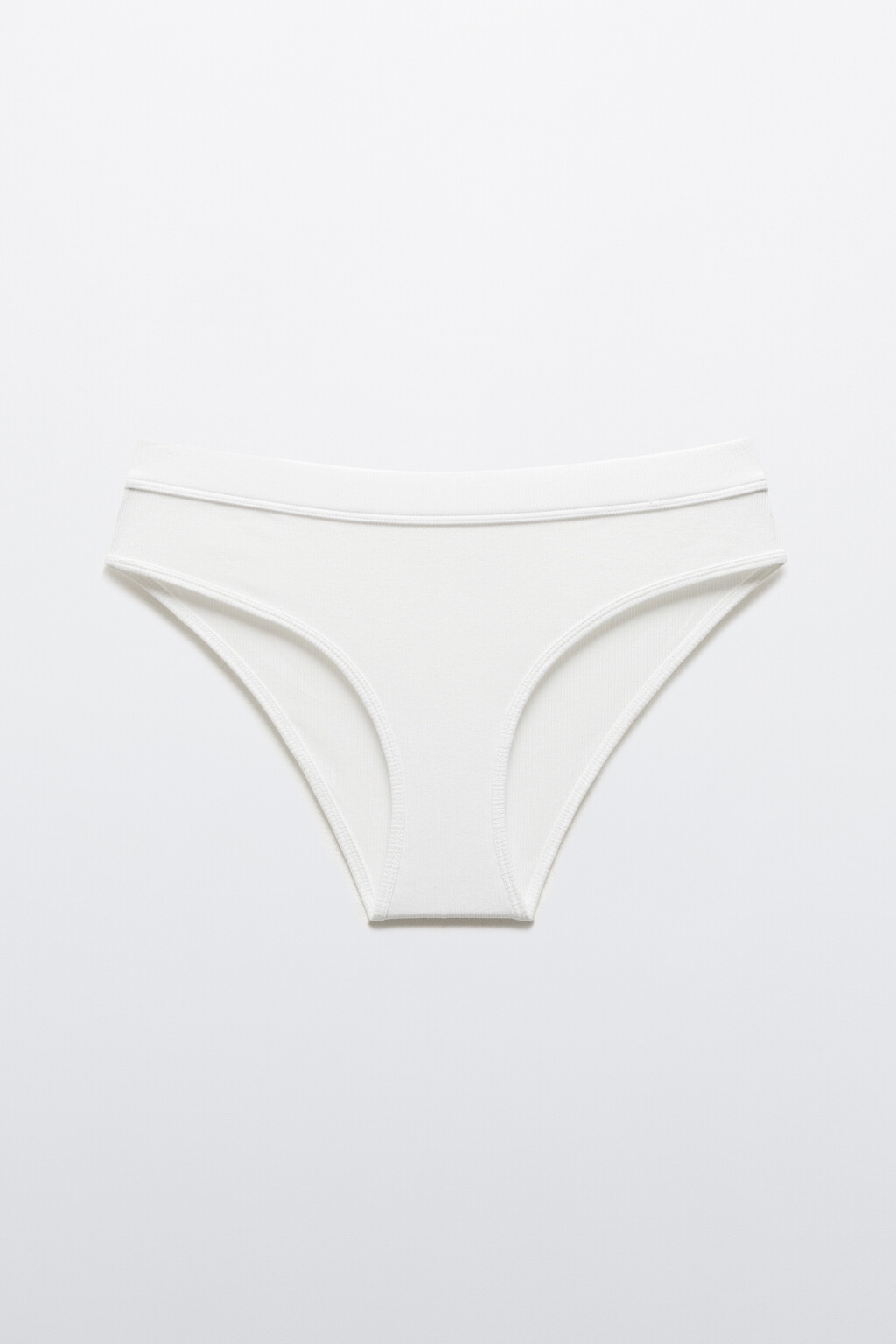 Трусы-слипы в рубчик из трикотажа - цвет белый - 5