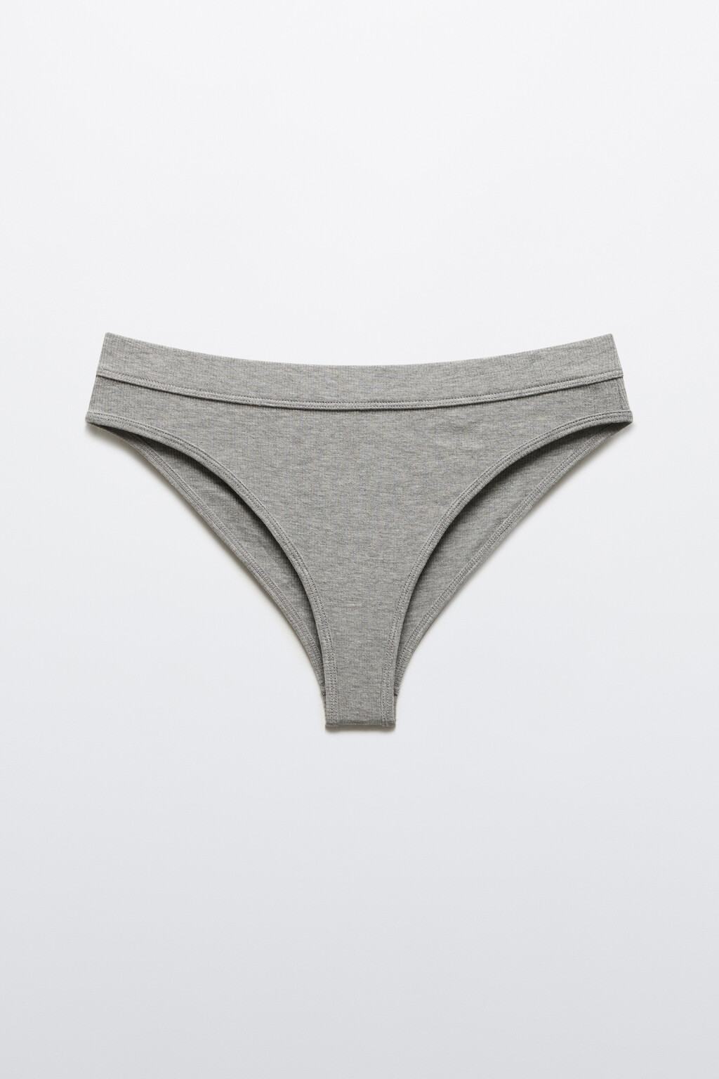 Трусы-бразильяна в рубчик из трикотажа - цвет серый - 6