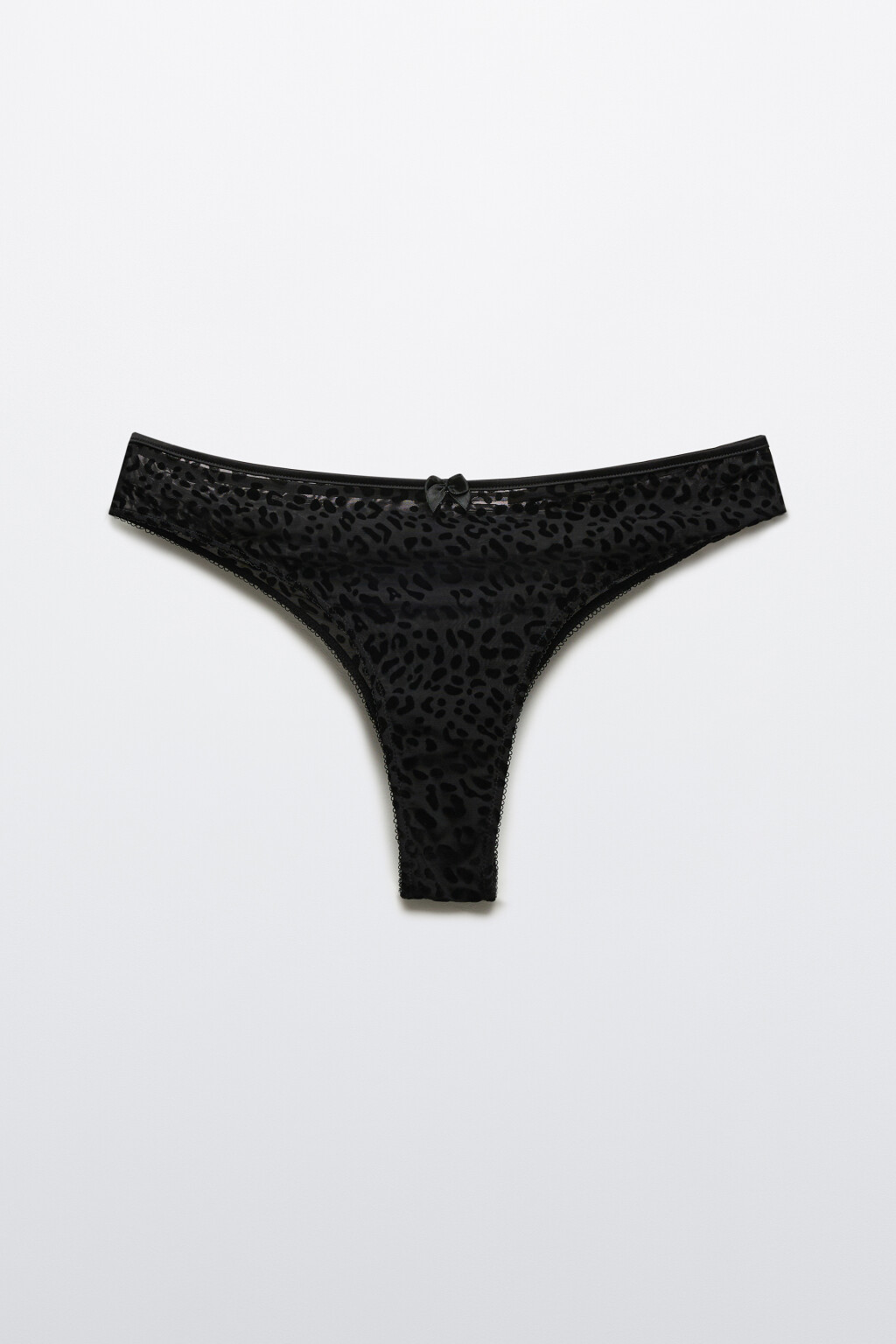 Трусы-бразильяна сетчатые с бантиком - цвет черный - 5