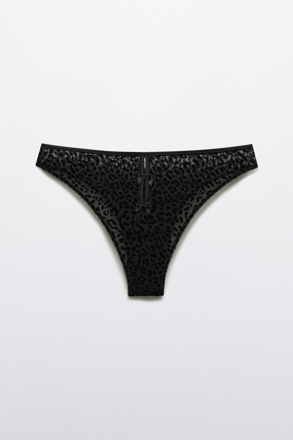 Трусы-слипы сетчатые с бантиком - цвет черный - 6