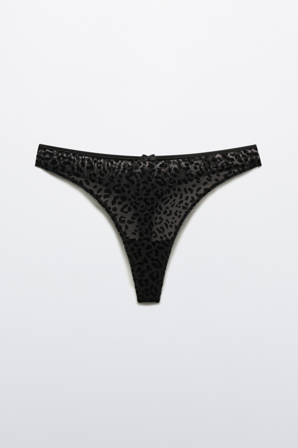 Трусы-стринги сетчатые с бантиком - цвет черный - 5