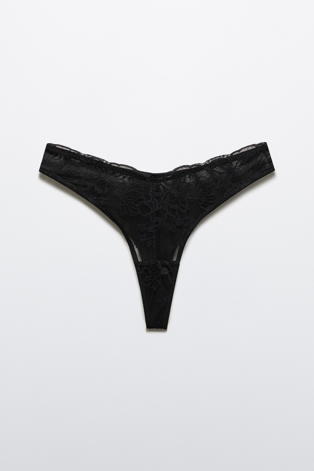 Трусы-стринги с цветочным кружевом - цвет черный - 5