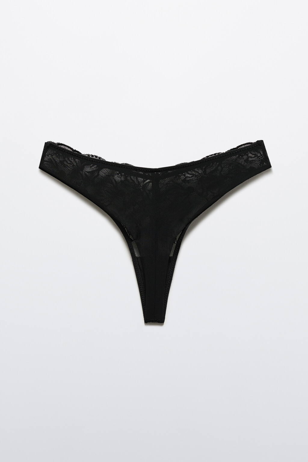 Трусы-стринги с цветочным кружевом - цвет черный - 6