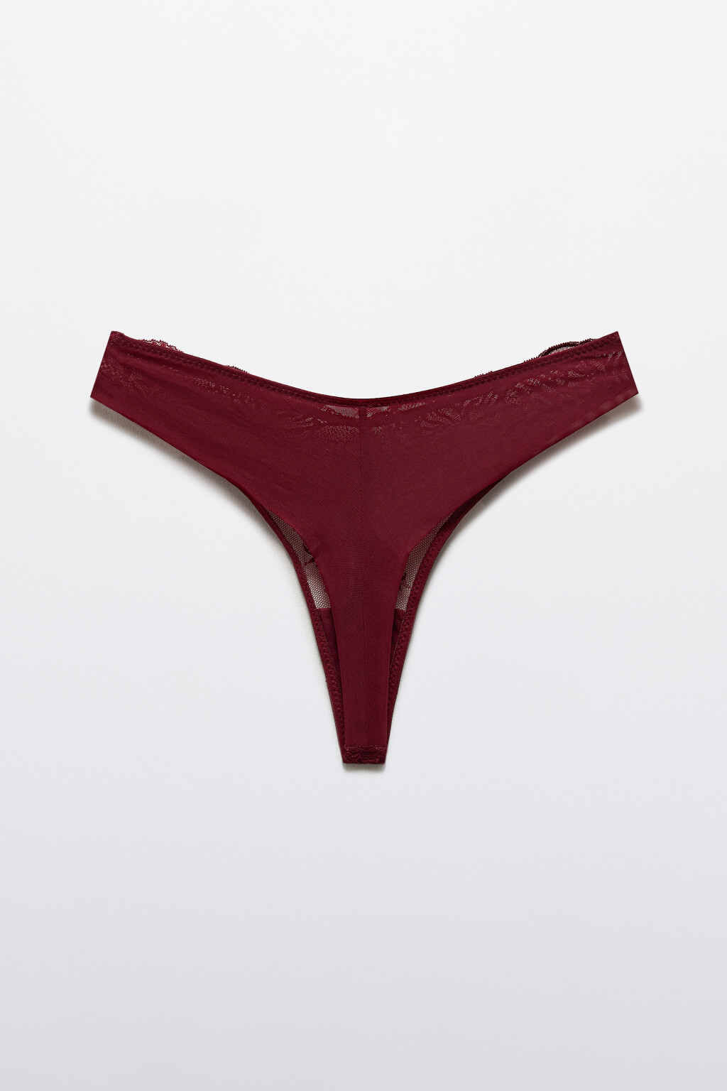 Трусы-стринги с цветочным кружевом - цвет бордовый - 6