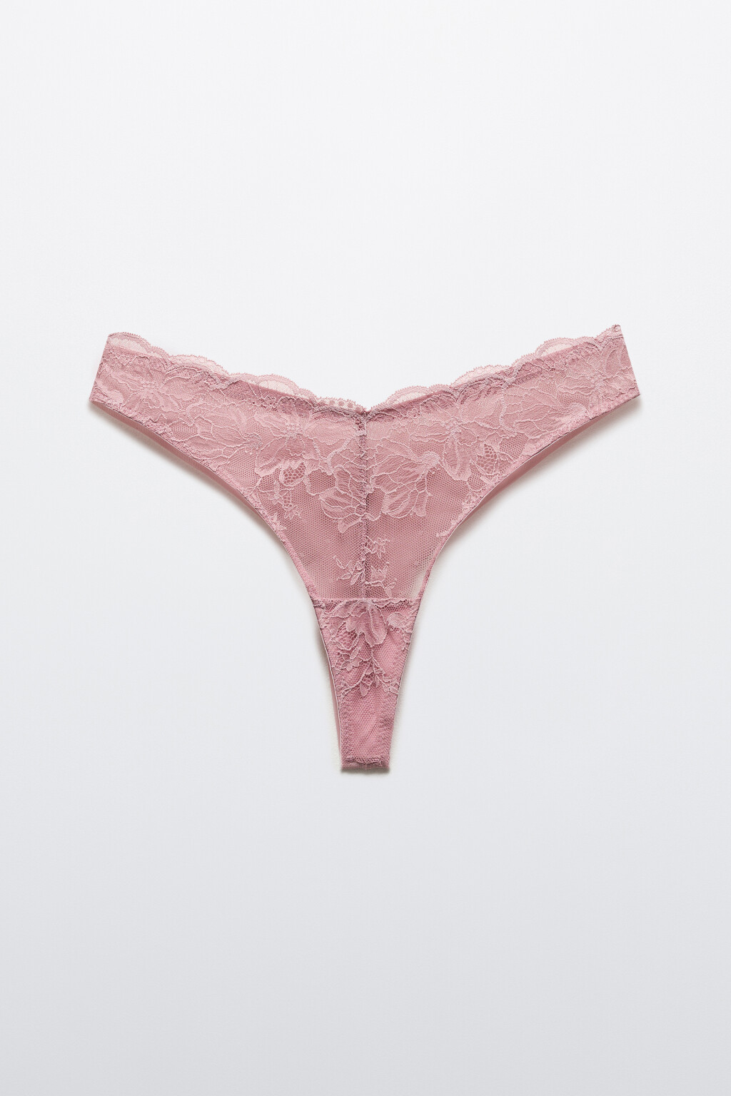 Трусы-стринги с цветочным кружевом - цвет розовый - 5
