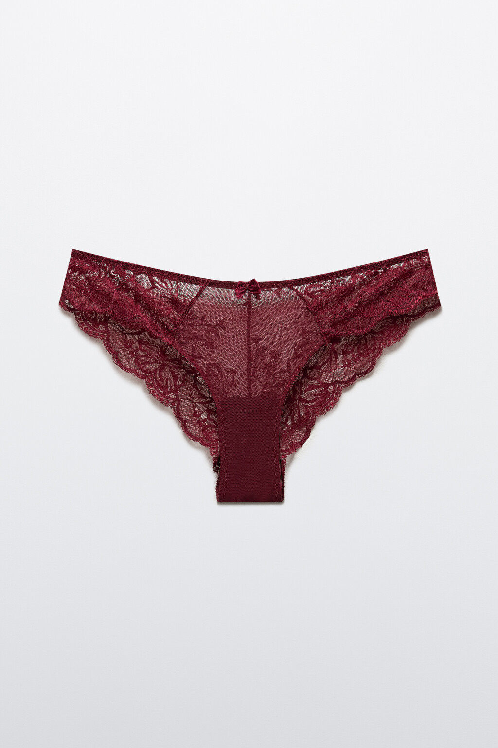 Трусы-слипы с цветочным кружевом - цвет бордовый - 5