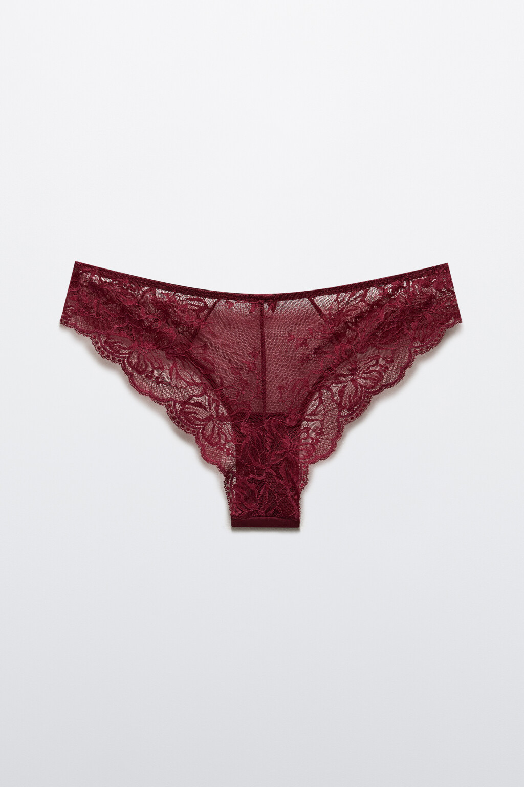 Трусы-слипы с цветочным кружевом - цвет бордовый - 6