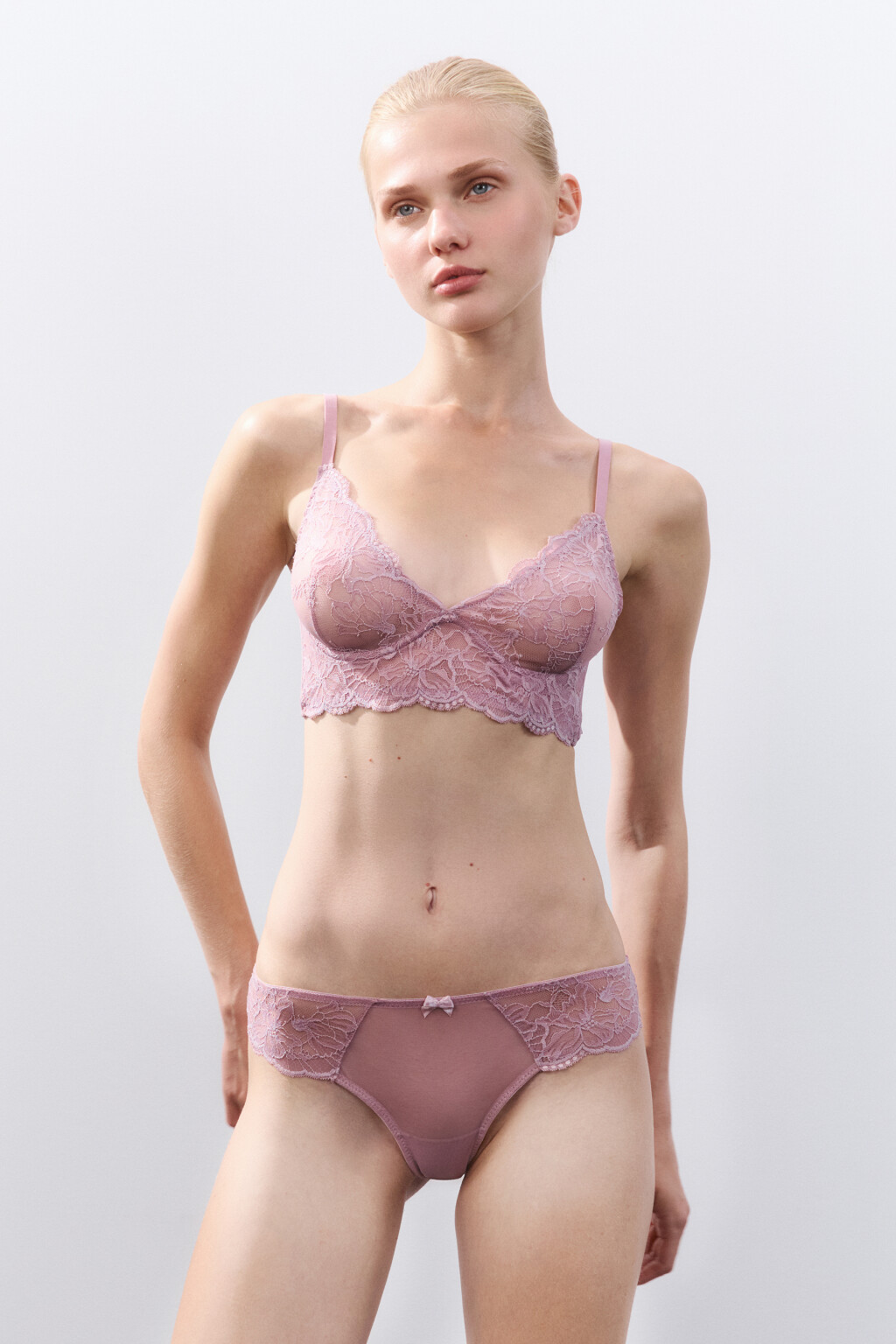 Трусы-слипы с цветочным кружевом - цвет розовый - 4