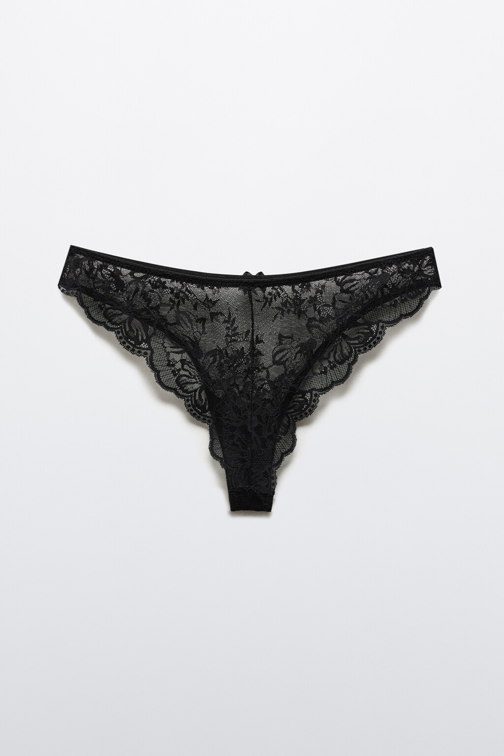 Трусы-бразильяна с цветочным кружевом - цвет черный - 6