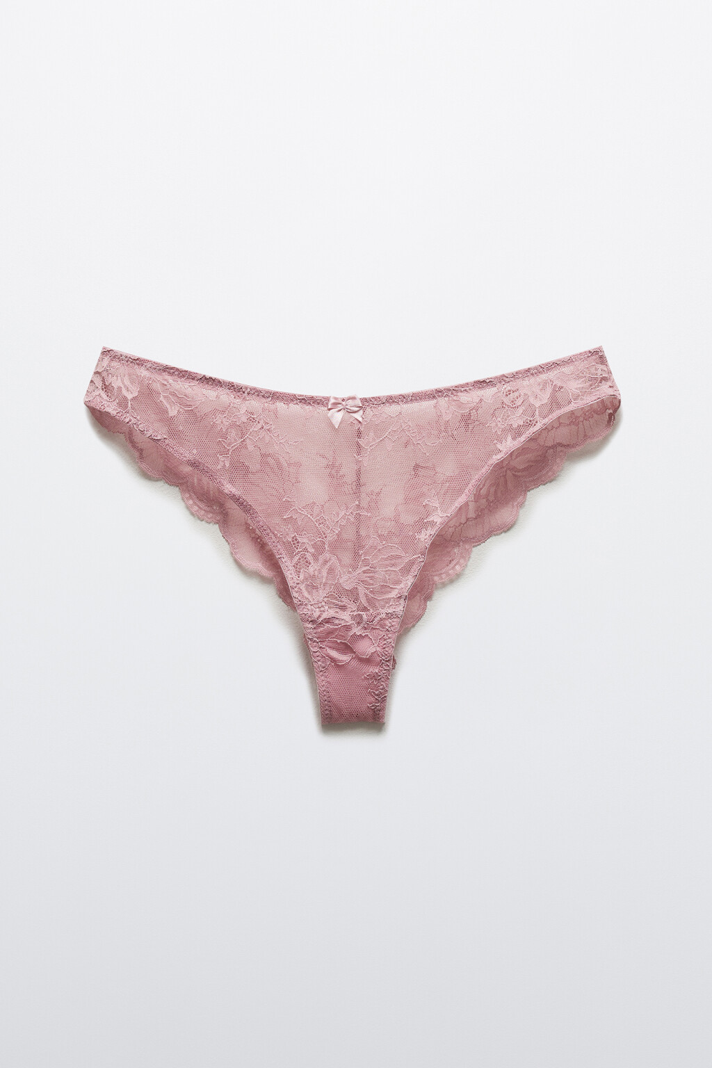 Трусы-бразильяна с цветочным кружевом - цвет розовый - 5