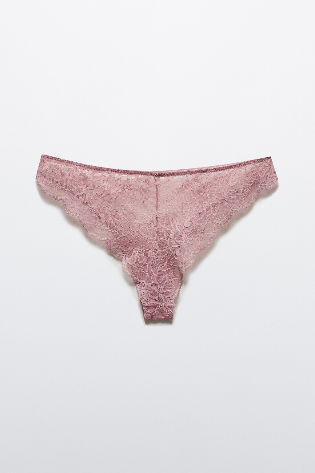 Трусы-бразильяна с цветочным кружевом - цвет розовый - 6