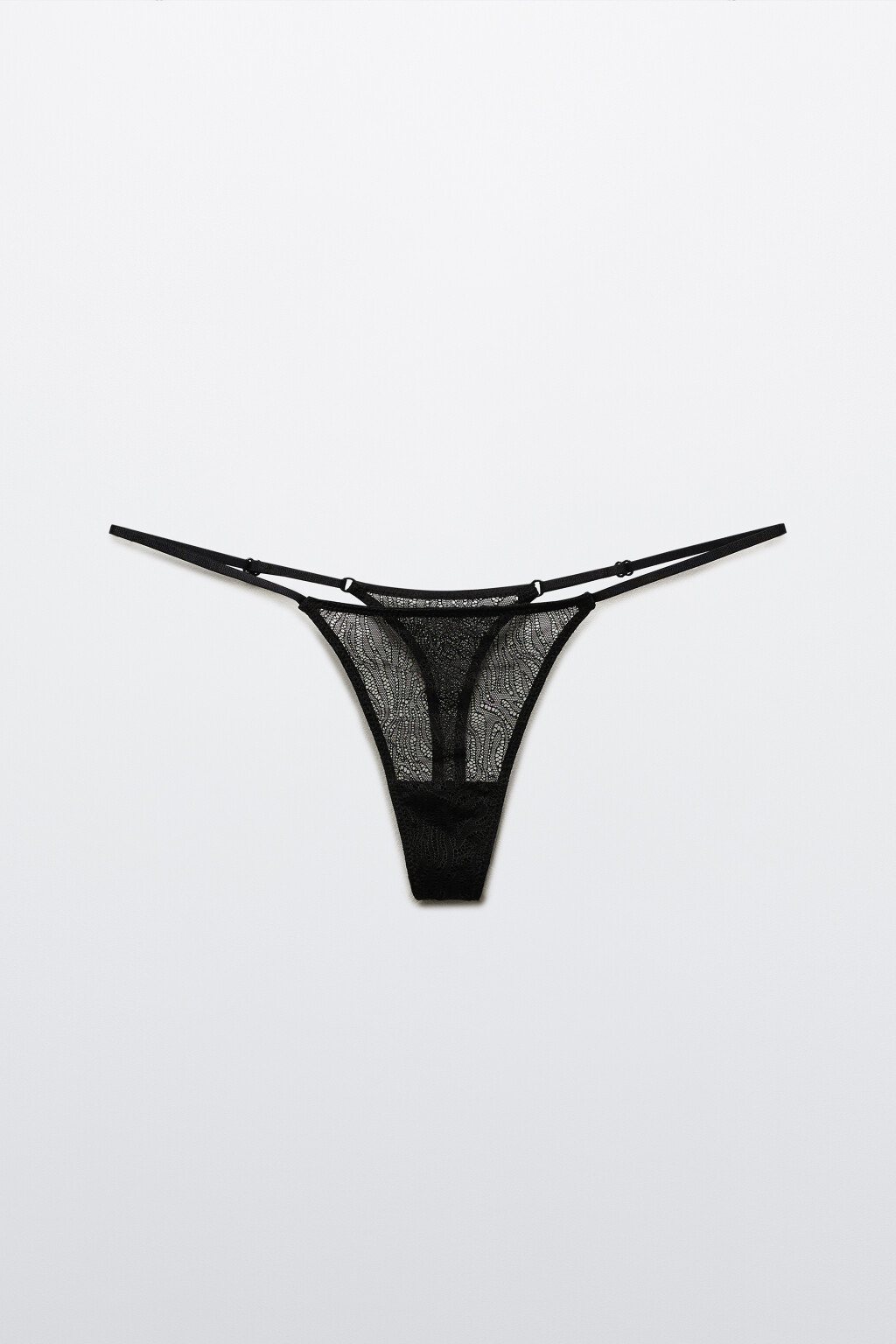 Трусы-стринги из сетки с кружевом - цвет черный - 6