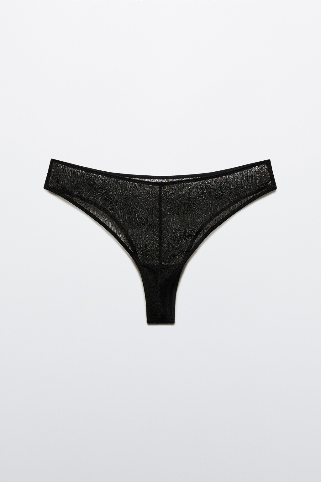 Трусы-бразильяна из сетки с кружевом - цвет черный - 6
