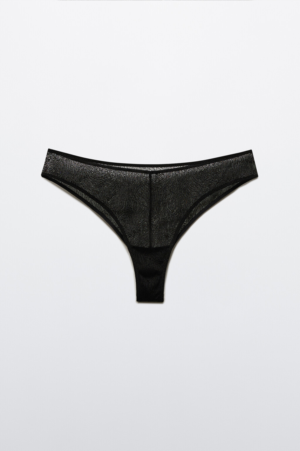Трусы-бразильяна из сетки с кружевом - цвет черный - 7