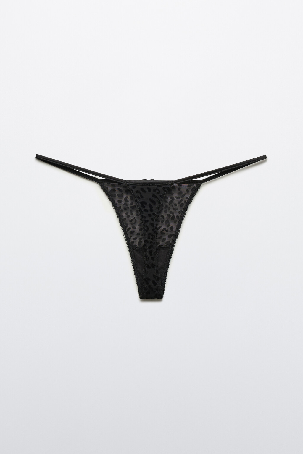 Трусы-стринги сетчатые с бантиком - цвет черный - 7