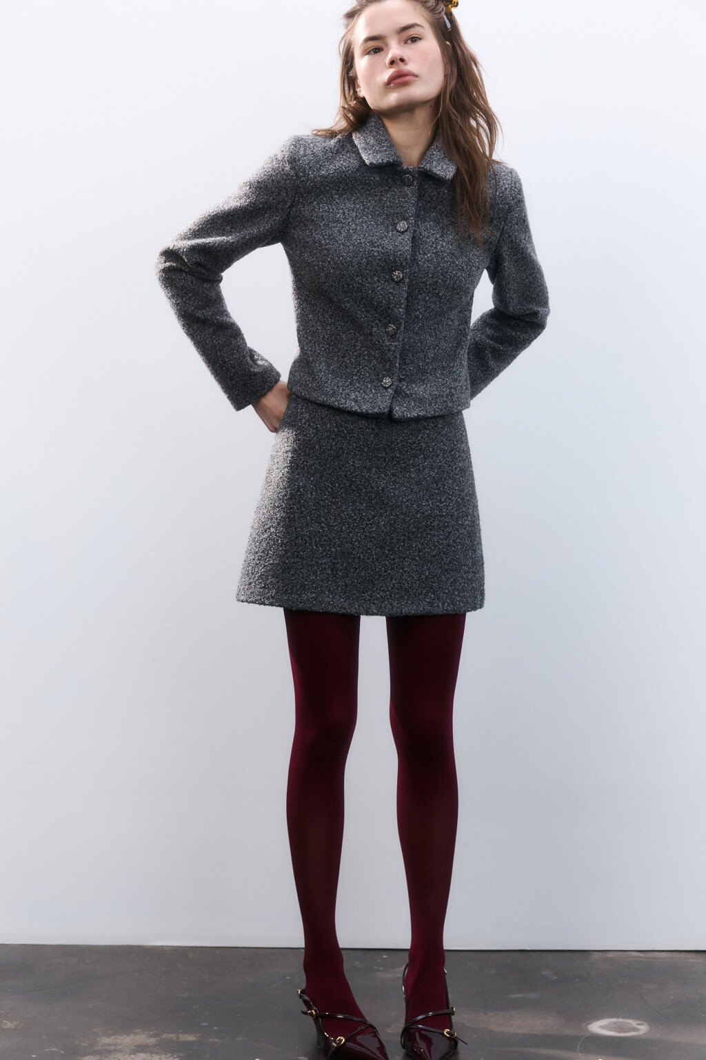 Колготки капроновые однотонные - цвет бордовый - 2