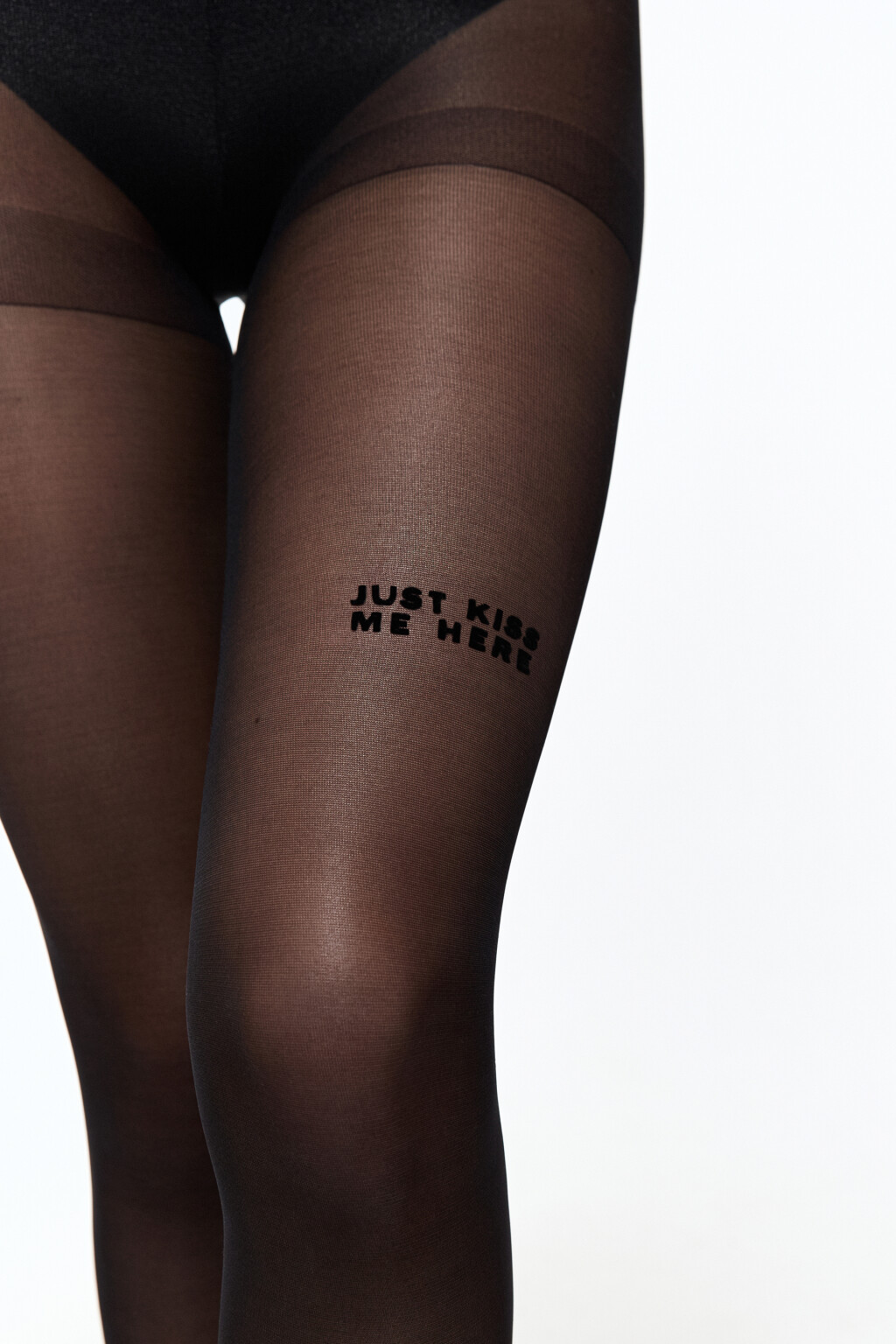 Колготки капроновые с надписью - цвет черный - 3