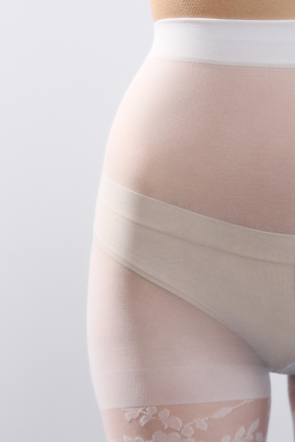 Колготки капроновые с узором - цвет ванильный - 3