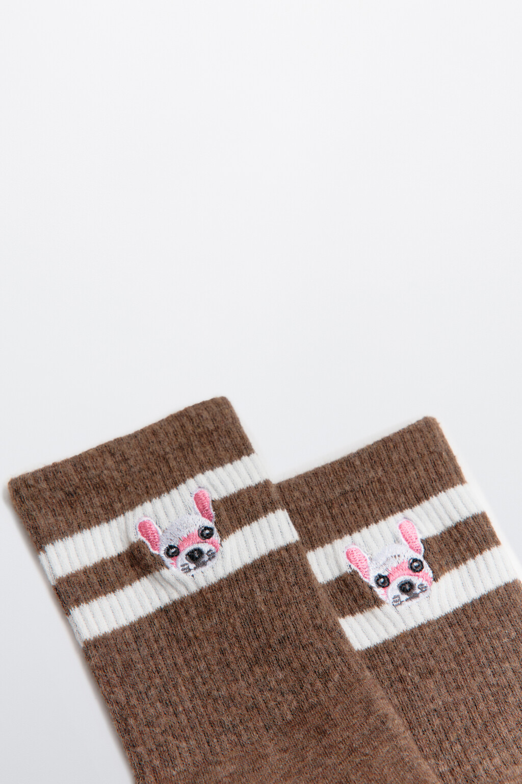 Носки с вышитыми собачками - цвет коричневый - 2