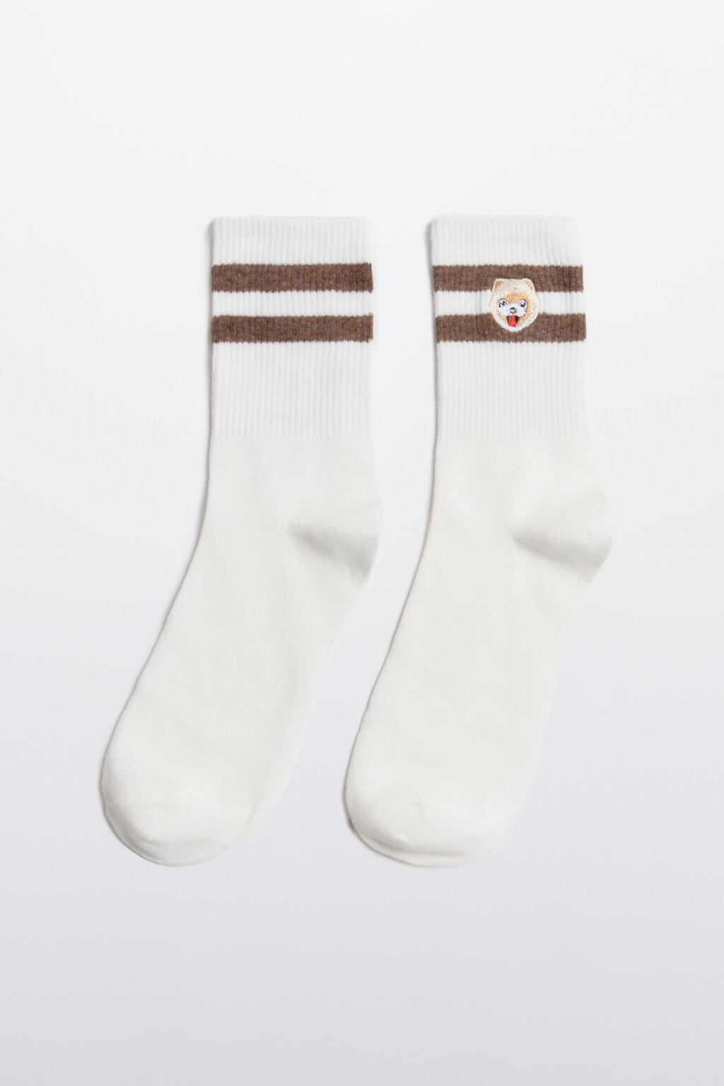 Носки с вышитыми собачками - цвет ванильный - 1