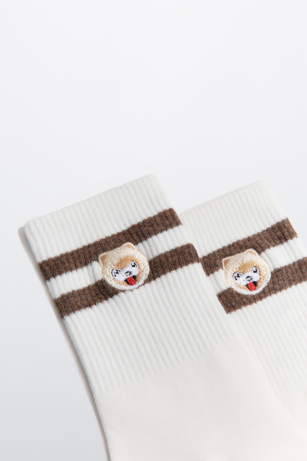 Носки с вышитыми собачками - цвет ванильный - 2