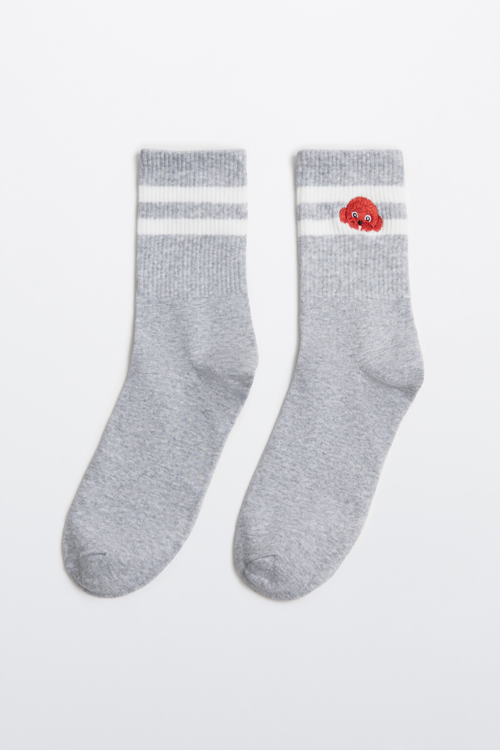 Носки с вышитыми собачками - цвет серый - 1