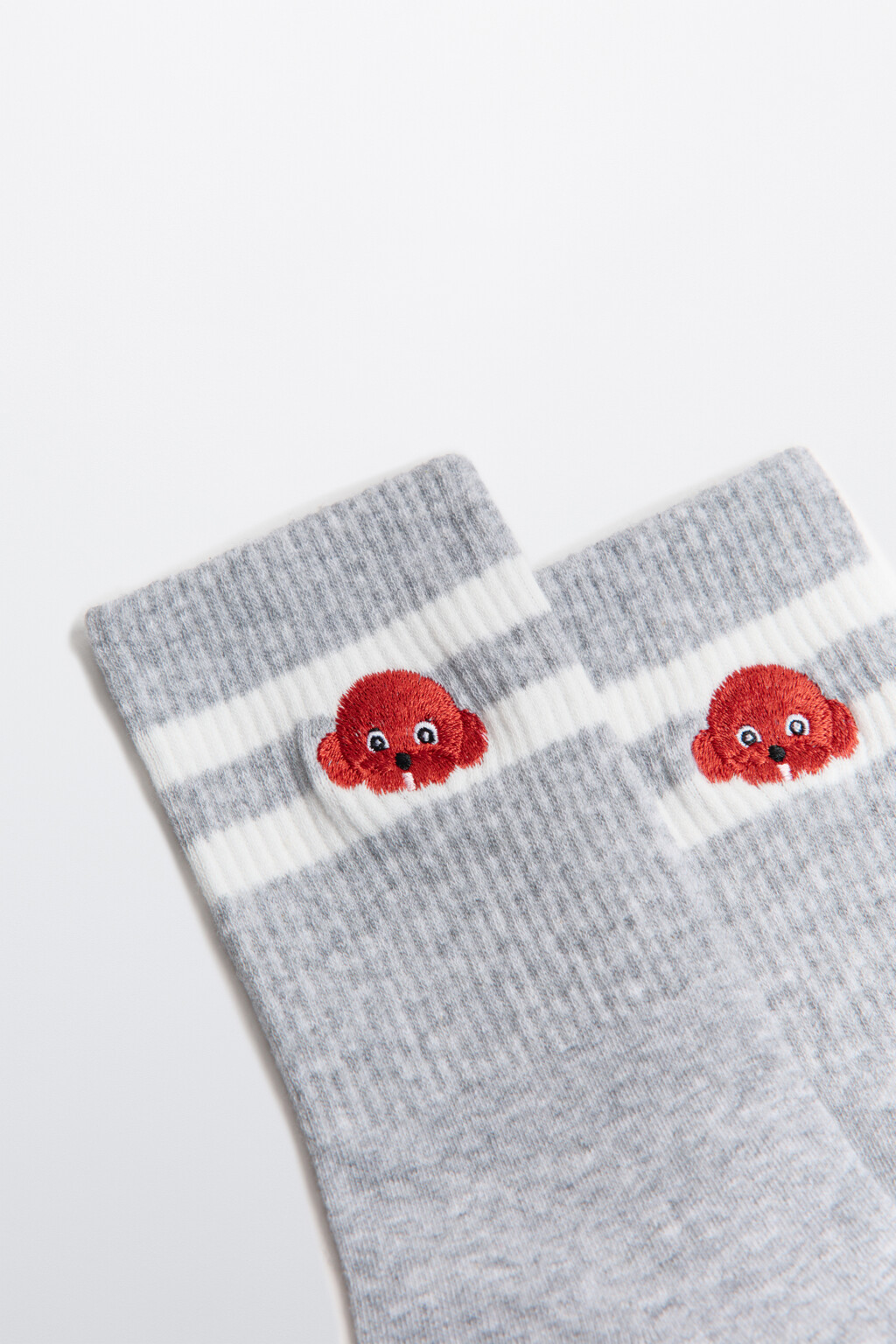 Носки с вышитыми собачками - цвет серый - 2