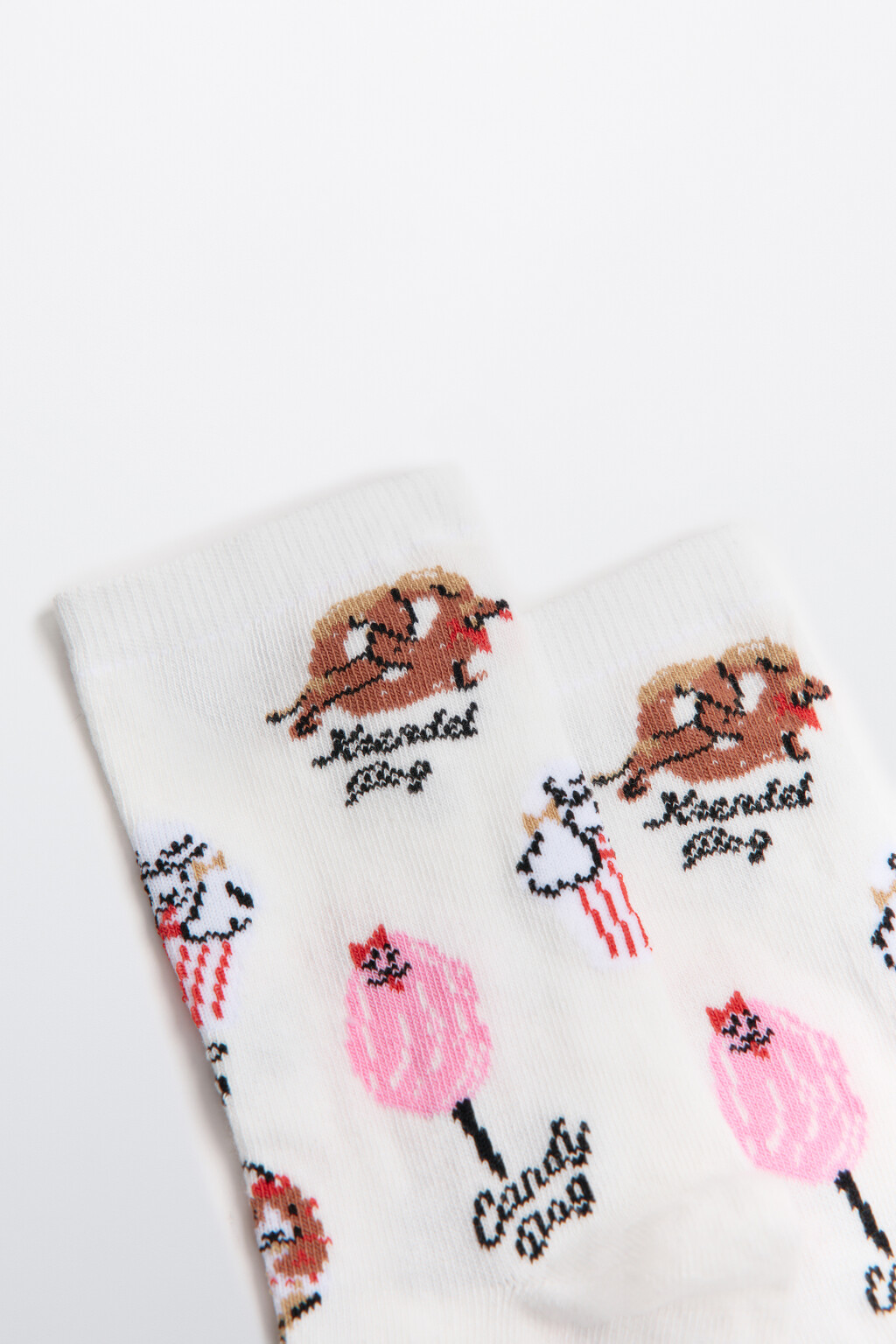 Носки высокие с принтом - цвет ванильный - 2