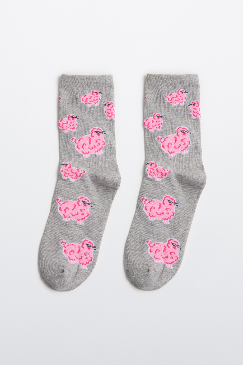 Носки высокие с принтом - цвет серый - 1