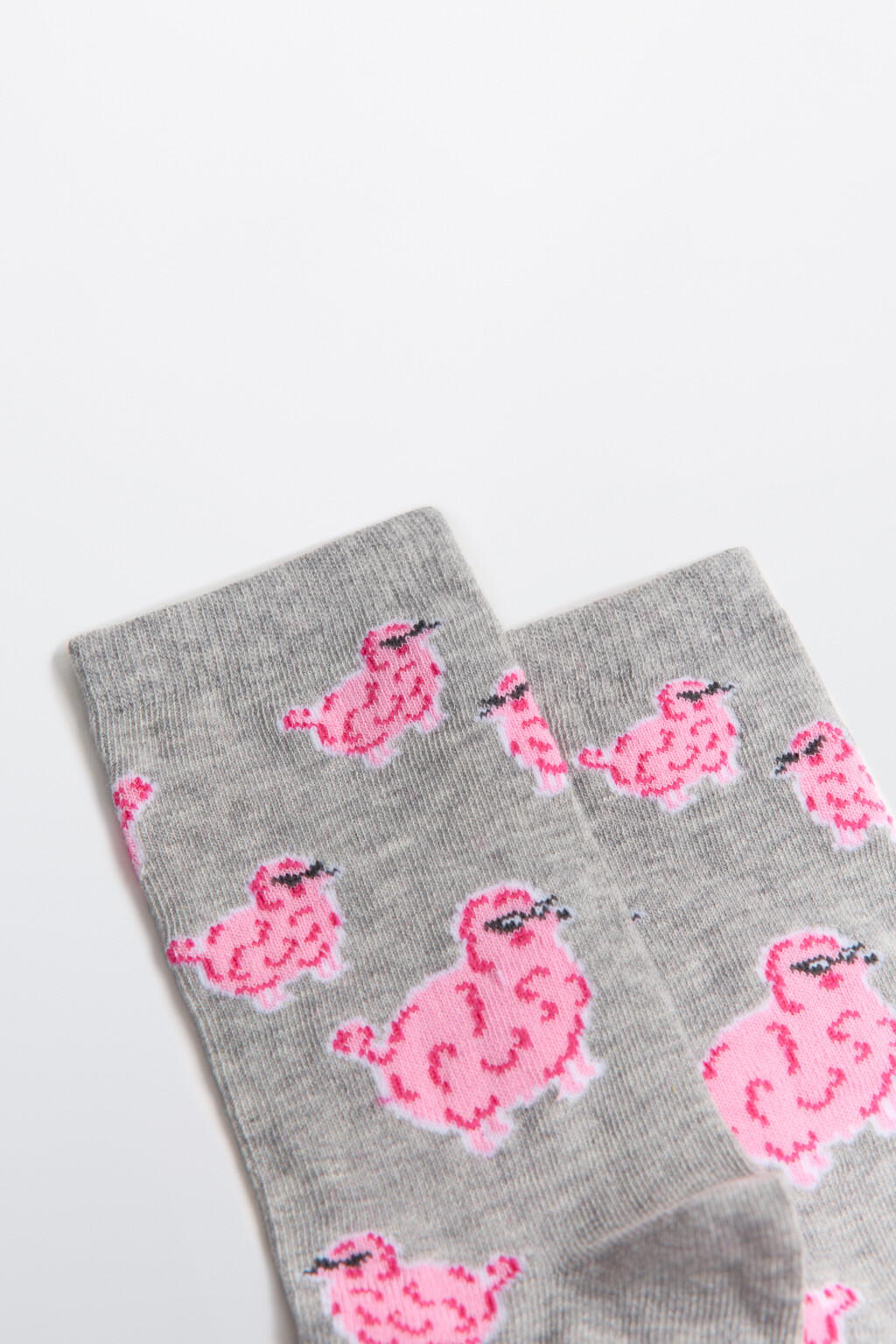 Носки высокие с принтом - цвет серый - 2