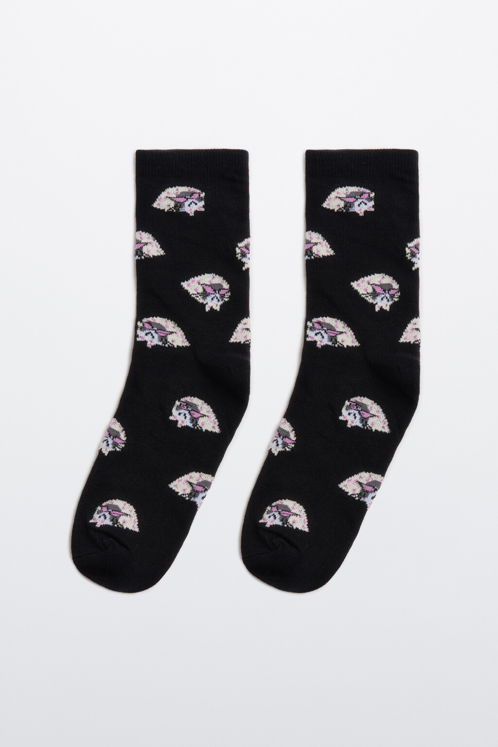 Носки высокие с принтом - цвет черный - 1