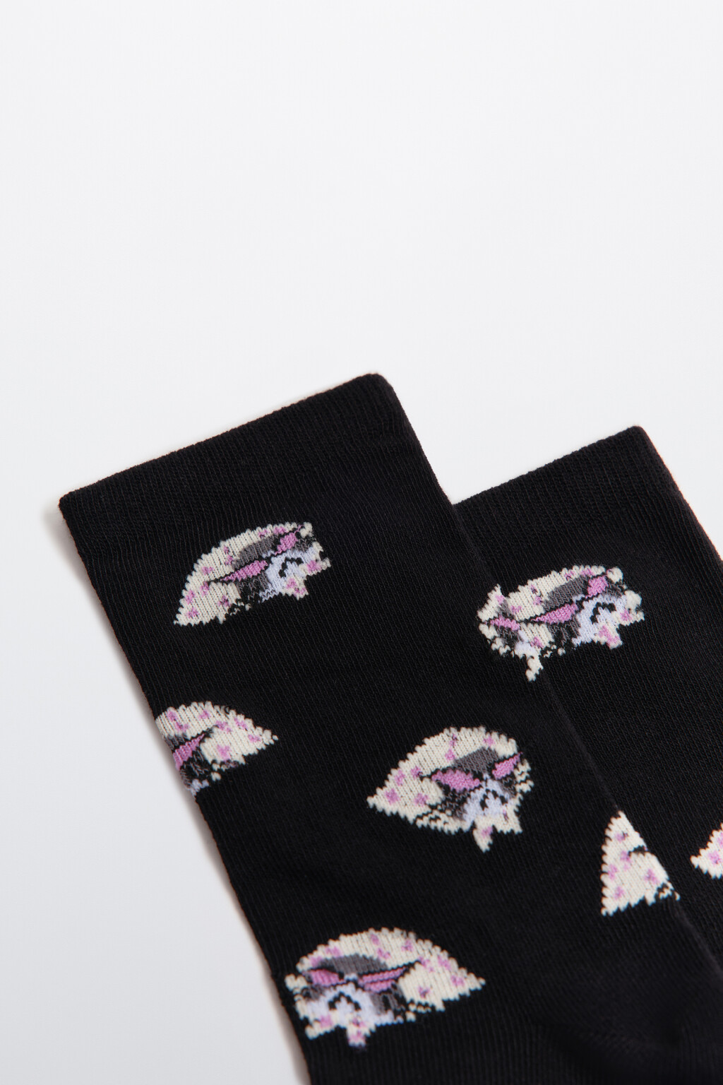Носки высокие с принтом - цвет черный - 2