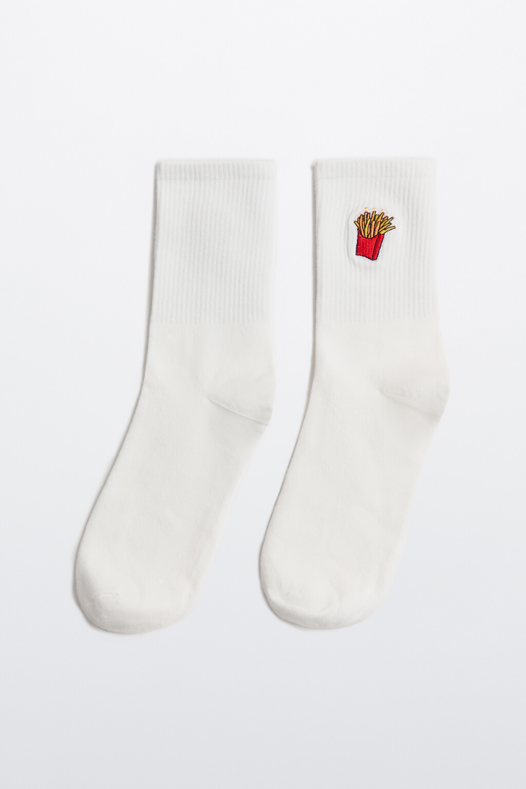 Носки высокие с вышивкой фастфуд - цвет ванильный - 1