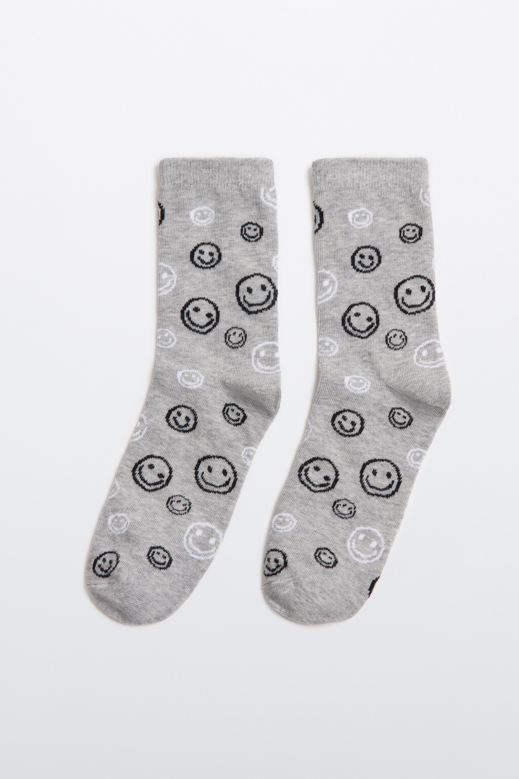 Носки высокие с принтом - цвет серый - 1