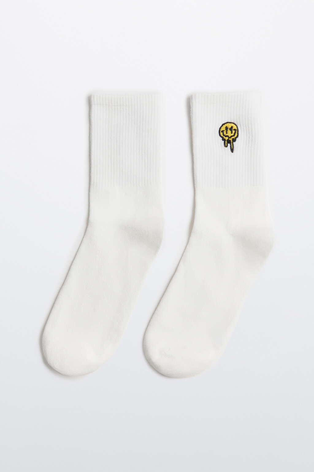 Носки высокие с вышивкой - цвет ванильный - 1