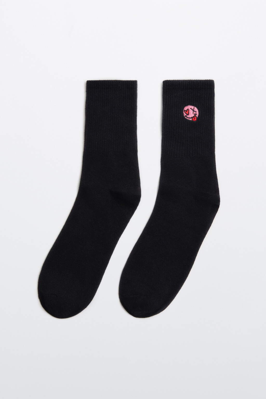 Носки высокие с вышивкой - цвет черный - 1