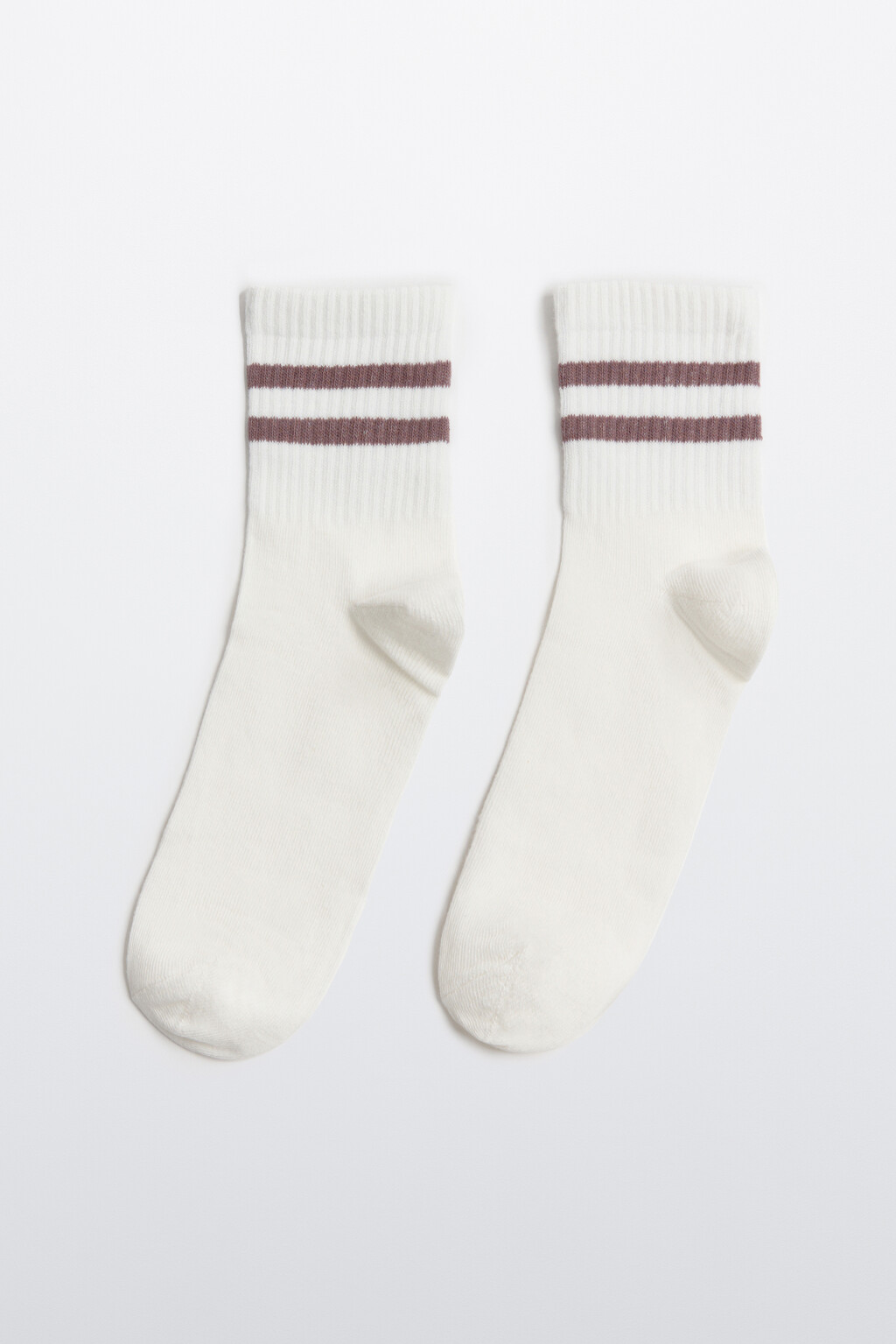 Носки в рубчик с полосками - цвет ванильный - 1